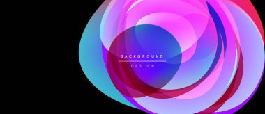 Soyut renkli katmanlar dinamik dairesel tasarım yaratır. Canlı renkler harmanlanarak modern görsel öğeler oluşturur. Yumuşak eğimler hareketi önerir.