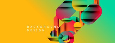 Soyut geometrik şekiller, canlı gradyan arkaplanla örtüşür. Modern tasarım elementleri dinamik görsel kompozisyon oluşturur. Yeşile sarı geçişler, sonra mavi..