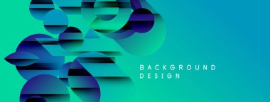 Soyut geometrik şekiller örtüşüyor, dinamik mavi, deniz mavisi gradyanı yaratıyor. Arkaplan ve sunumlar için uygun modern tasarım.