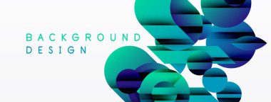 Soyut geometrik şekiller örtüşüyor, canlı deniz mavisi renkleri yaratıyor. Minimalist tasarım beyaz arka planda. Modern estetik.