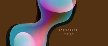 Soyut sıvı şekiller harmanlanarak canlı renk değişimleri yaratır. Kahverengi arkaplan akışkan tasarım elementlerini tamamlar. Modern estetik.