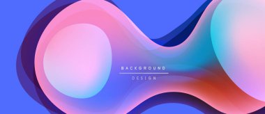 Soyut sıvı şekiller harmanlanarak canlı mavi, pembe, turuncu gradyanlar oluşturur. Modern tasarım teknoloji, yenilik ve enerji öneriyor. Metin arkaplan tasarımı okur.