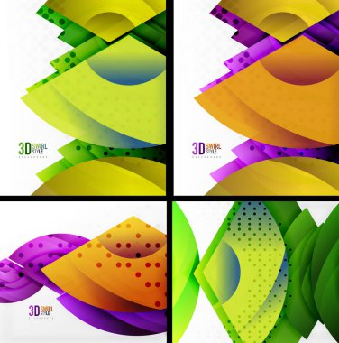 Parlak soyut arka planlar. Dinamik şekiller, canlı renkler, modern tasarım elementleri. Puantiyeler, gradyanlar.