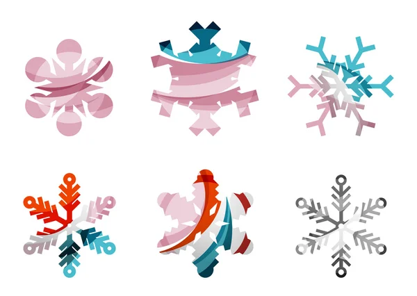 Set abstrakter, farbenfroher Schneeflockensymbole — Stockvektor