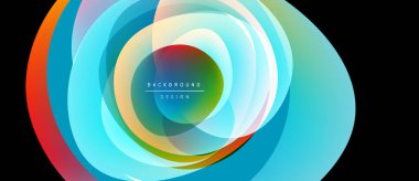 Soyut renkli katmanlar dinamik dairesel tasarım yaratır. Canlı renkler harmanlanarak modern arkaplan ögesini oluşturur. Yumuşak eğimler hareketi önerir.