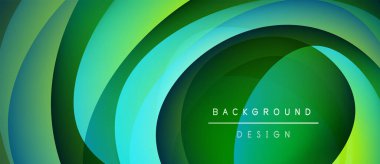 Soyut yeşil katmanlar dairesel hareket yaratır. Metin arkaplan tasarımlı modern tasarım görünür. Basit, canlı, temiz estetik..