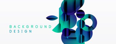 Soyut geometrik şekiller örtüşerek dinamik mavi gradyan bileşimi oluşturur. Özgeçmiş ve sunumlar için uygun minimalist tasarım.