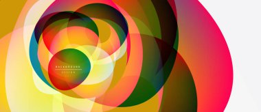 Soyut renkli tasarım. Eşmerkezli daireler dinamik görsel efekt yaratır. Parlak eğimler, modern estetik, pürüzsüz geçişler.