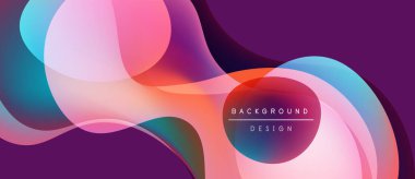 Soyut sıvı şekiller harmanlanarak canlı mor, pembe ve mavi renkler yaratır. Arkaplan ve sunumlar için modern tasarım ögesi.