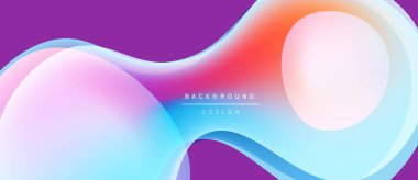 Soyut sıvı şekiller, canlı renklerin karışımı. Mor, kırmızı, mavi gradyanlar dinamik arkaplan tasarımı yaratır. Modern estetik.