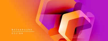 Soyut geometrik şekiller canlı turuncu ve mor renkleri harmanlarlar. Modern tasarım dinamik enerjiyi, katmanlı dokuları öneriyor. Mevcut en küçük metin.