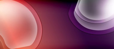 Akan şekiller ve gradyanlardan oluşan soyut bir kompozisyon. Renkler pembe, mor, beyazlar dinamik görsel efekt yaratıyor. Düz geçişler tasarıma hükmediyor.