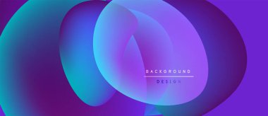 Soyut tasarım özellikleri üst üste biniyor. Canlı mavi, mor renkler dinamik görsel efekt yaratır. Metin arkaplan tasarımı okur.