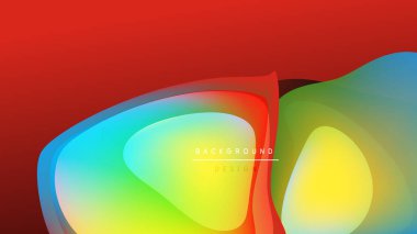 Soyut sıvı şekilleri canlı renkleri harmanlar. Kırmızı geçişler sarı, yeşil, mavi ve siyah arka plana. Modern tasarım ögesi.