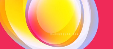 Soyut tasarım özellikleri üst üste biniyor. Canlı sarı, pembe, beyaz renkler dinamik görsel efekt yaratır. Modern arkaplan dokusu.