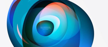 Soyut girdap katmanları, canlı maviler, portakallar, beyazlar. Modern tasarım ögesi, dinamik bileşim, düzgün gradyanlar mevcut.