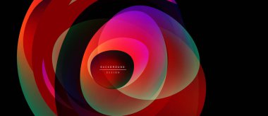 Soyut renkli tasarım. Üst üste binen katmanlar dinamik görsel efekt yaratır. Gradyan gölgeler düzgün bir şekilde harmanlanarak modern arkaplan oluşturur.