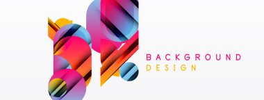 Soyut renkli şekiller örtüşür, dinamik görsel efekt yaratır. Beyaz alan temiz kontrast ve modern tasarım ögesi sağlar.