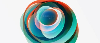 Soyut dairesel tasarım. Katmanlar canlı renk efekti yaratır. Modern grafik ögesi, arkaplan ve sunumlar için uygun.