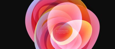 Soyut katmanlar canlı dairesel tasarım yaratır. Sıcak renkler harmanlanır, dinamik görsel efekt oluşturur. Çeşitli projeler için modern arkaplan.