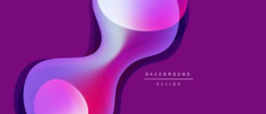 Soyut akışkan şekiller, canlı mor renkler, modern tasarım. Gradyan renkler dinamik görsel efekt yaratır. Yumuşak kıvrımlar hareketi gösterir.