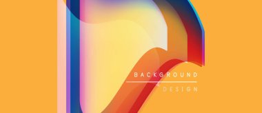 Soyut enerjik tasarım. Üst üste binen renkli şekiller dinamik görsel efekt yaratır. Sarı arkaplan modern estetiği geliştirir.