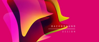 Soyut sıvı şekiller, parlak pembe arkaplan. Dinamik kompozisyon, modern tasarım elementleri, renkler mevcut. Düz geçişler, görsel enerji.