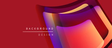 Soyut geometrik şekiller örtüşüyor, canlı kırmızı mor bir eğim yaratıyor. Metin arka plan tasarımı okur. Modern görsel sunum.