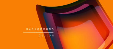 Soyut geometrik şekiller örtüşür, canlı turuncu gradyan etki yaratır. Metin, arkaplan tasarımını katmanların altında okur. Modern görsel sunum.