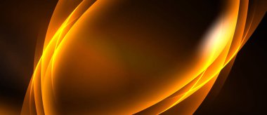 Soyut turuncu dalgalar, pürüzsüz eğimler, koyu arkaplan. Dinamik bileşim modern görsel etki yaratır. Parlaklık çok güzel tezat oluşturuyor..