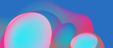 Soyut renkli şekiller çakışıyor. Mavi, pembe, turkuaz renkler karışımı yumuşak renkler yaratıyor. Minimalist tasarım sakin bir atmosferi çağrıştırıyor.