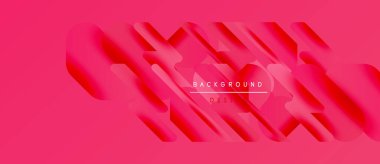 Soyut pembe tasarım. Katmanlı kurdeleler derinlik yaratır, modern estetik. Metin, merkez şekiller içinde arkaplan tasarımı okur.