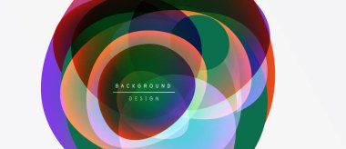 Soyut renkli daireler çakışıyor, dinamik görsel efekt yaratıyor. Beyaz alan, canlı renkleri vurgulayarak tasarımın etrafını sarar. Modern, sanatsal sunum.