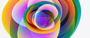 Soyut renkli katmanlar dinamik dairesel desen oluşturur. Canlı renkler harmanlanarak modern görsel deneyimi oluşturur..