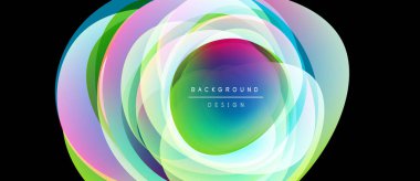 Soyut renkli katmanlar dairesel tasarım yaratır. Canlı renkler harmanlanır, dinamik görsel efekt oluşturur. Metin arkaplan tasarımı okur.