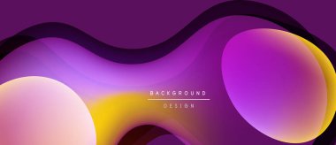 Soyut sıvı şekiller, mor, sarı renkler. Modern tasarım, pürüzsüz eğimler dinamik arkaplan yaratır. Minimalist estetik, zarif kompozisyon.