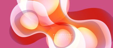 Soyut sıvı şekiller, canlı turuncu, pembe renkler. Modern tasarım, pürüzsüz eğimler dinamik kompozisyon yaratır. Projeler için arkaplan ögesi.