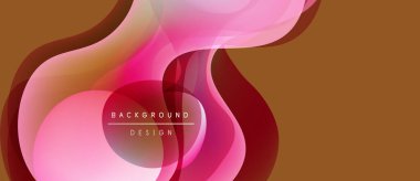 Soyut akışkan şekiller, pembe renkler tasarımda baskın. Kahverengi arkaplan karşıtlık sağlar, metin arka plan tasarımı okur. Modern estetik.
