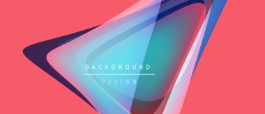 Soyut geometrik tasarım. Üst üste binen şekiller canlı renk değişimleri yaratır. Metin, merkez formda arkaplan tasarımı okur. Modern estetik.