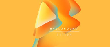 Soyut sıvı şekilleri, canlı turuncu renkler, pürüzsüz gradyanlar. Metin elemanları ile arkaplan tasarımı, sıcak renk paleti.