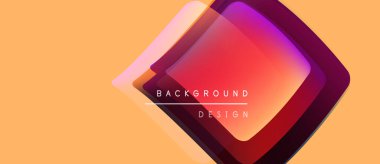 Soyut geometrik tasarım. Canlı renkler harmanlanarak, sıcak sarı arkaplan üzerinde katmanlanmış elmas şekiller oluşturuyor. Metin arkaplan tasarımı okur.