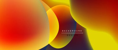 Soyut sıvı şekiller harmanlanarak canlı turuncu ve sarı renkler yaratır. Tasarım ögeleri modern arkaplan dokusunu, pürüzsüz geçişleri önerir.