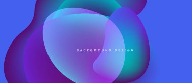 Soyut akışkan şekiller harmanlanır, canlı mor ve mavi renkler yaratır. Modern tasarım enerjiyi, hareketi, derinliği çağrıştırıyor. Arkaplanda metin arkaplan tasarımı.