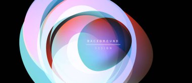 Soyut katmanlar dairesel tasarım yaratır. Canlı renkler harmanlanır, dinamik görsel efekt oluşturur. Modern arkaplan ögesi.