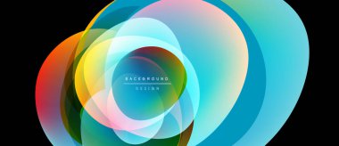 Soyut renkli çakışan daireler dinamik arkaplan oluşturur. Modern tasarım canlı renklere, pürüzsüz eğimlere sahiptir..