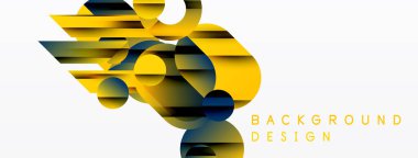 Soyut geometrik şekiller, sarı, mavi, koyu tonlar. Arka planlar ve sunumlar için modern tasarım öğesi. Minimalist stil.