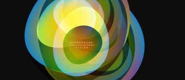 Soyut renkli katmanlar dinamik dairesel tasarım yaratır. Gradyan renkler harmanlanır ve canlı görsel kompozisyon oluşturur. Modern, gösterişli estetik..