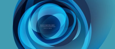 Soyut mavi katmanlar girdap oluşturur. Modern tasarım, dinamik kompozisyon, uygun arkaplan ögesi. Minimalist estetik.