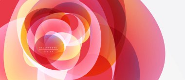 Soyut çiçek tasarımı. Eşmerkezli daireler, sıcak renkler, gradyanlar dinamik görsel efekt yaratır. Modern arkaplan dokusu.