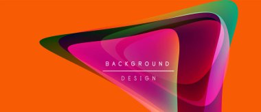 Soyut canlı tasarım katmanlı şekiller, kalın renkler içerir. Turuncu arka plan, pembe ve yeşil renkleri tamamlıyor. Metin arkaplan tasarımı okur.